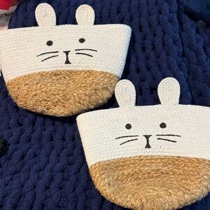 Adorable Bunny Kids Basket - White and Tan